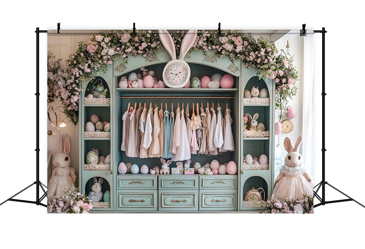 Fotografie Ostern Hintergrund Bunny Closet Floral Decor Hintergrund CSH2-45