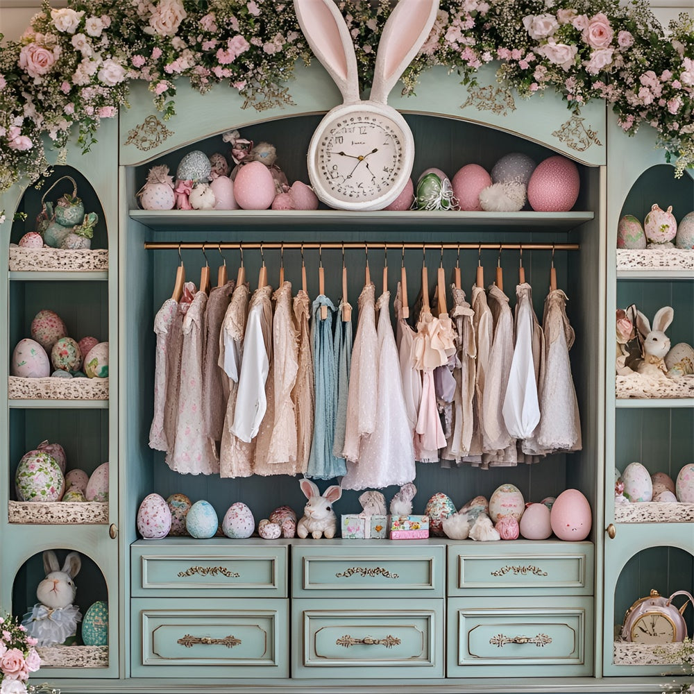 Fotografie Ostern Hintergrund Bunny Closet Floral Decor Hintergrund CSH2-45
