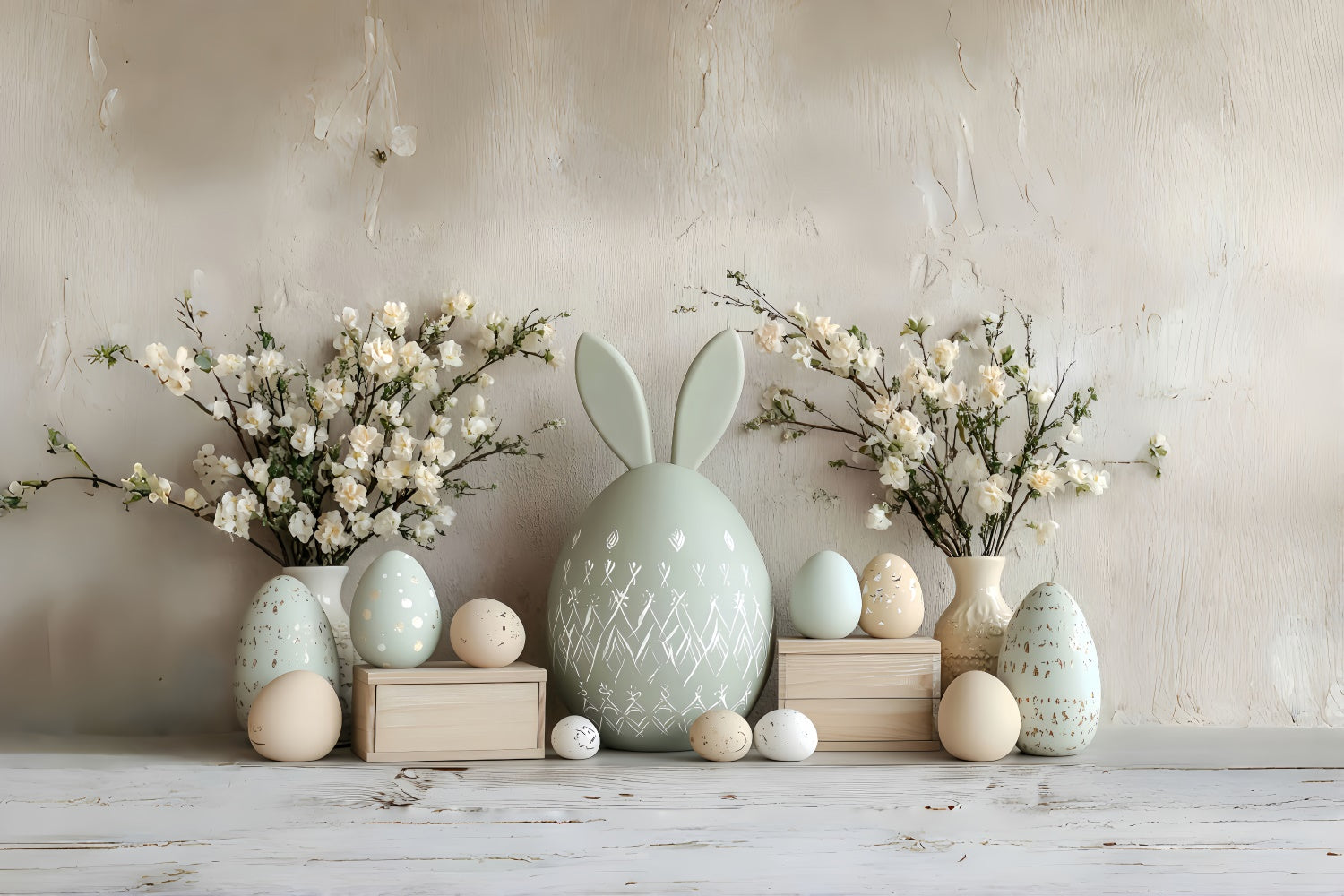 Ostern Fotohintergrund Elegant Floral Ei Dekorationen Hintergrund CSH2-52