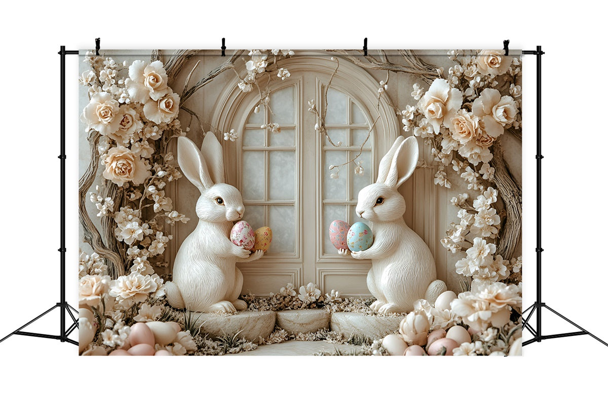 Ostern Fotohintergrund Rustic Floral Bunny Window Backdrop CSH2-59