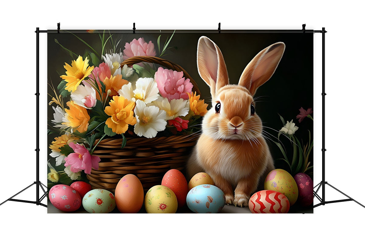 Fotografie Ostern Backdrop Charm Floral Vibrant Bunny Backdrop CSH2-60