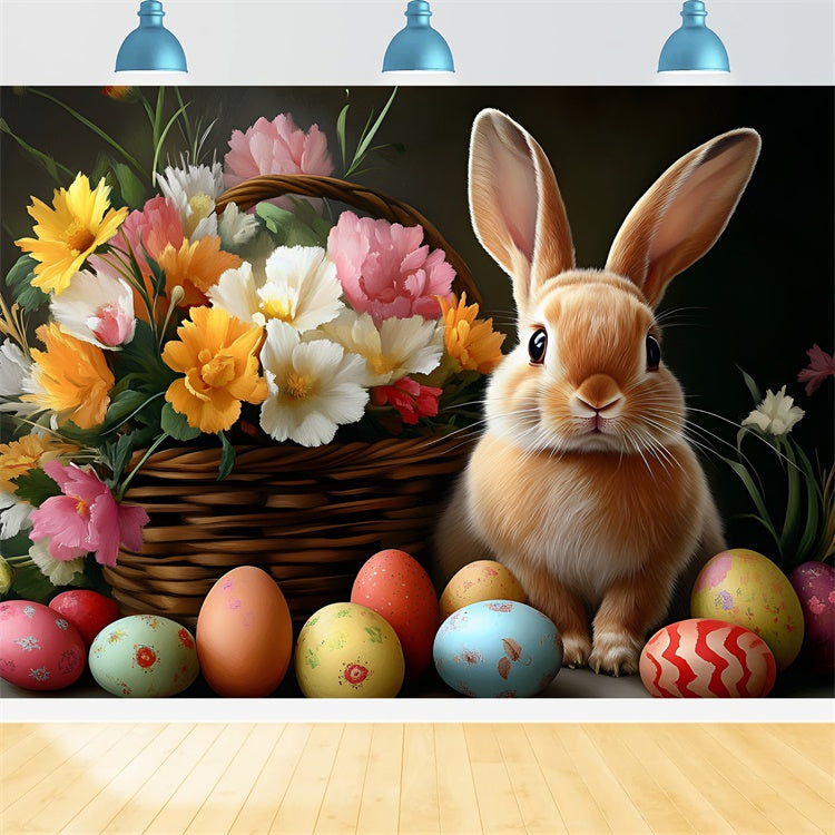 Fotografie Ostern Backdrop Charm Floral Vibrant Bunny Backdrop CSH2-60