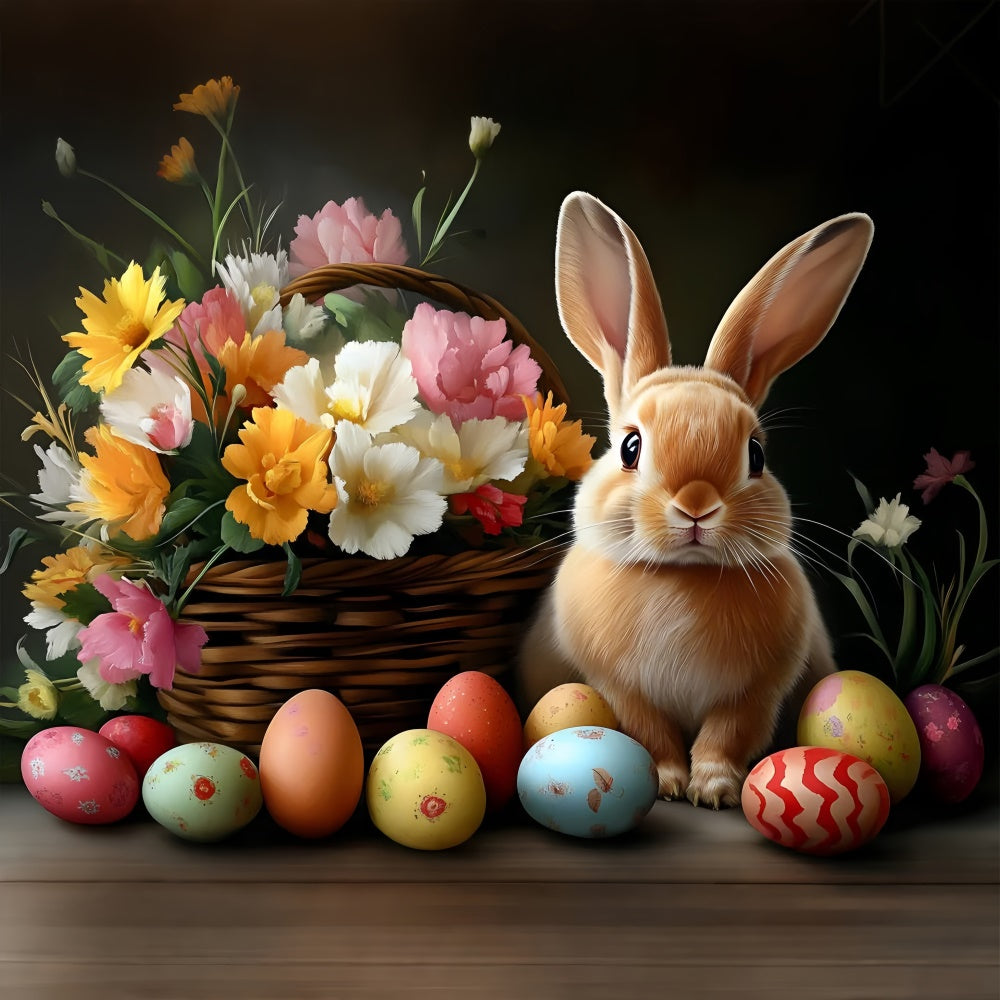 Fotografie Ostern Backdrop Charm Floral Vibrant Bunny Backdrop CSH2-60