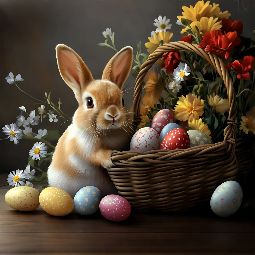 Ostern Fotohintergrund Rustic Bunny Blossom Basket Backdrop CSH2-61