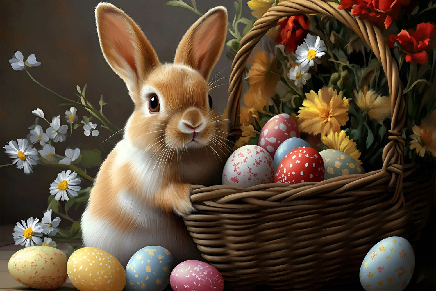 Ostern Fotohintergrund Rustic Bunny Blossom Basket Backdrop CSH2-61