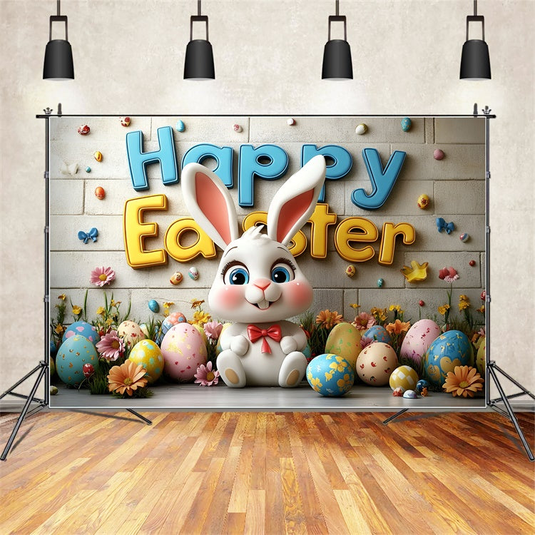 Ostern Backdrops Fotografie Fröhlicher Hase Buntes Ei Backdrop CSH2-68