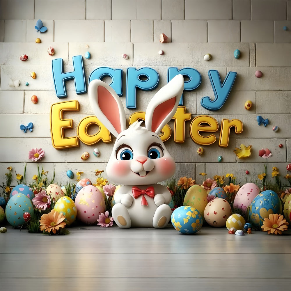 Ostern Backdrops Fotografie Fröhlicher Hase Buntes Ei Backdrop CSH2-68