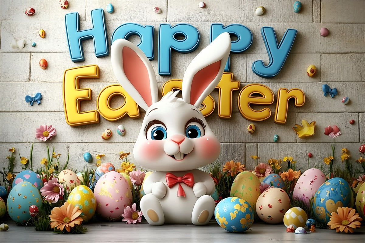 Ostern Backdrops Fotografie Fröhlicher Hase Buntes Ei Backdrop CSH2-68