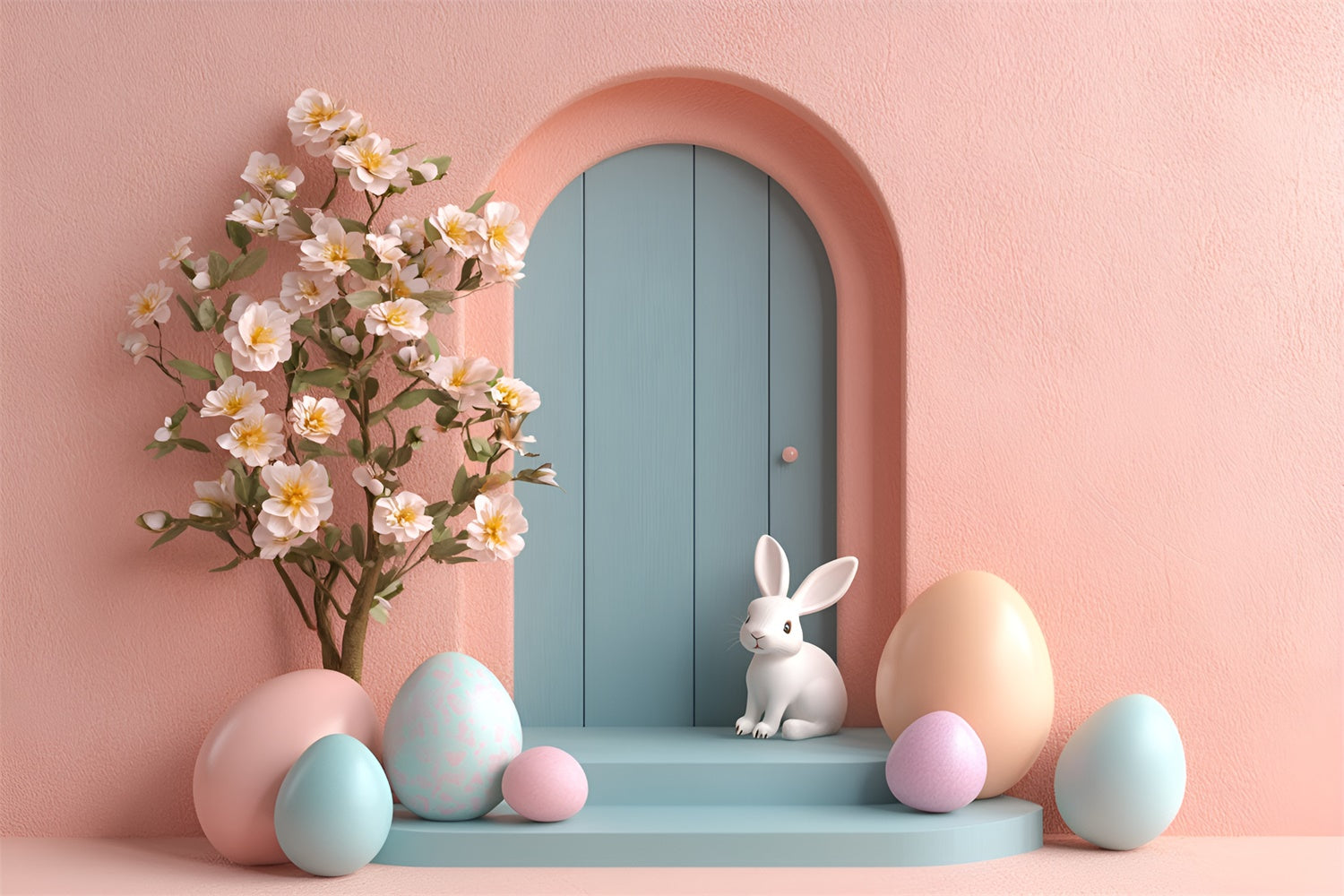 Fotografie Ostern Backdrop Pastell Charm Bunny Tür Hintergrund CSH2-79