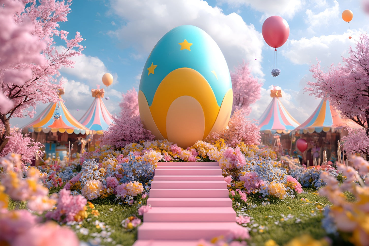 Ostern Backdrop Ideen Whimsical Frühling Ei Karneval Hintergrund CSH2-80