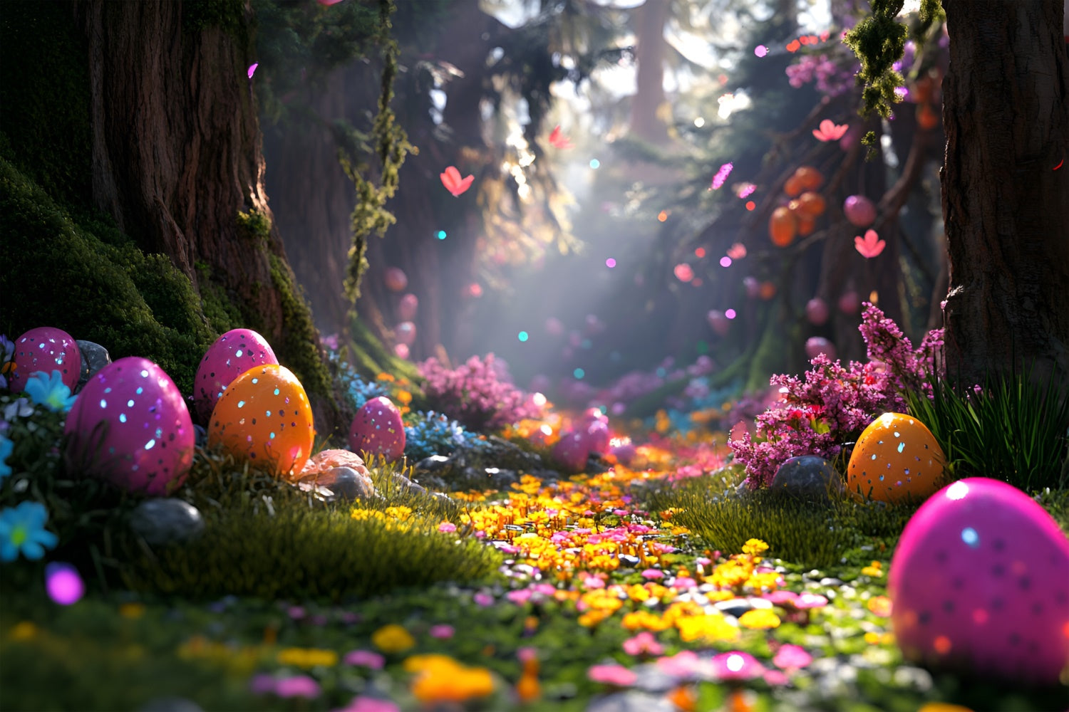 Fotokulissen für Ostern Fantasy Forest Egg Trail Backdrop CSH2-82
