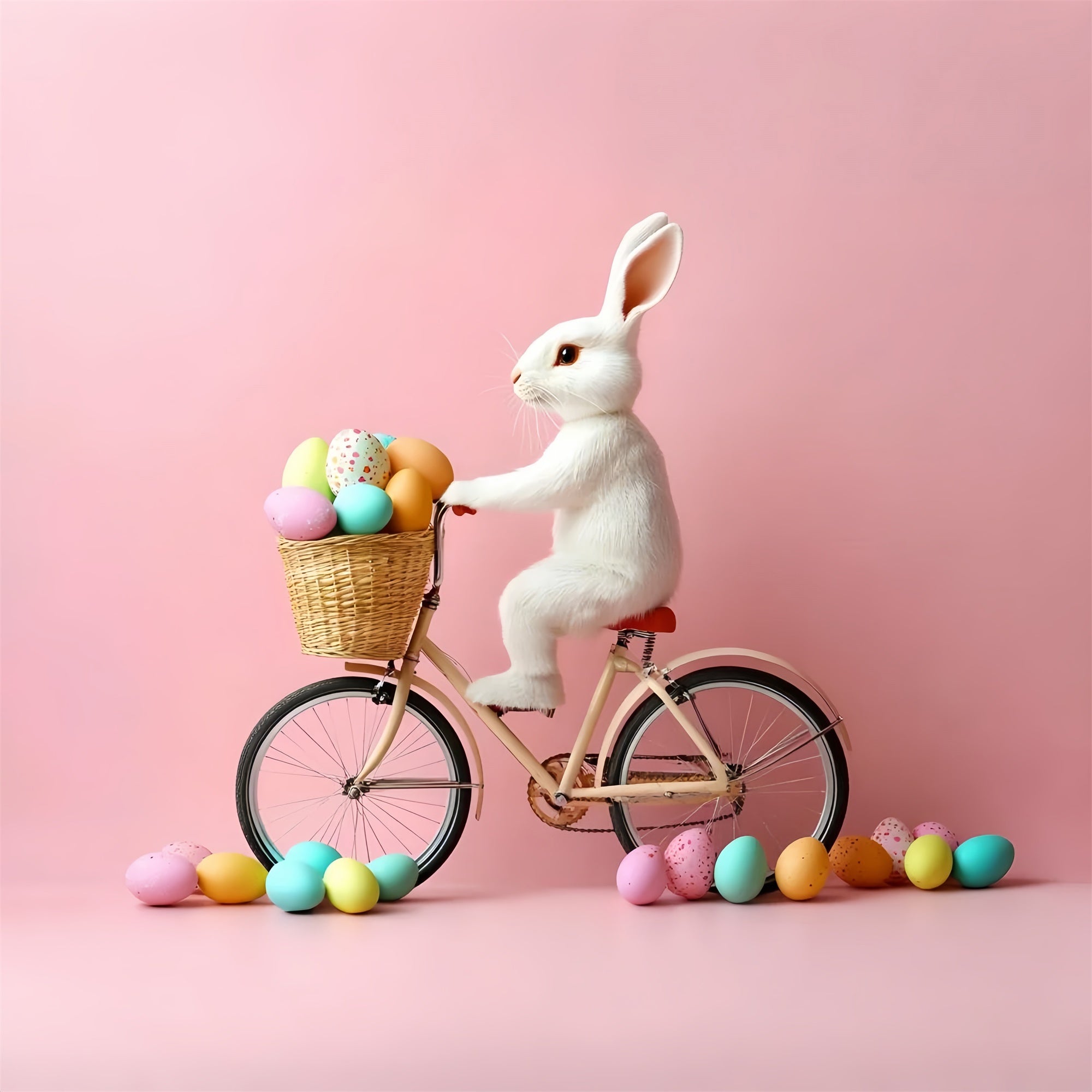 Ostern Fotohintergrund Adorable Bunny Bicycle Ride Backdrop CSH2-87