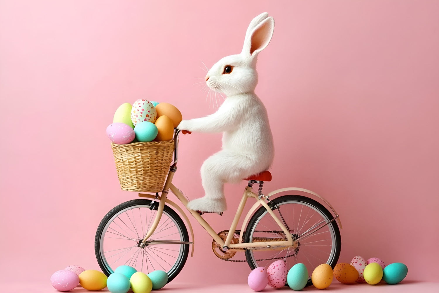 Ostern Fotohintergrund Adorable Bunny Bicycle Ride Backdrop CSH2-87