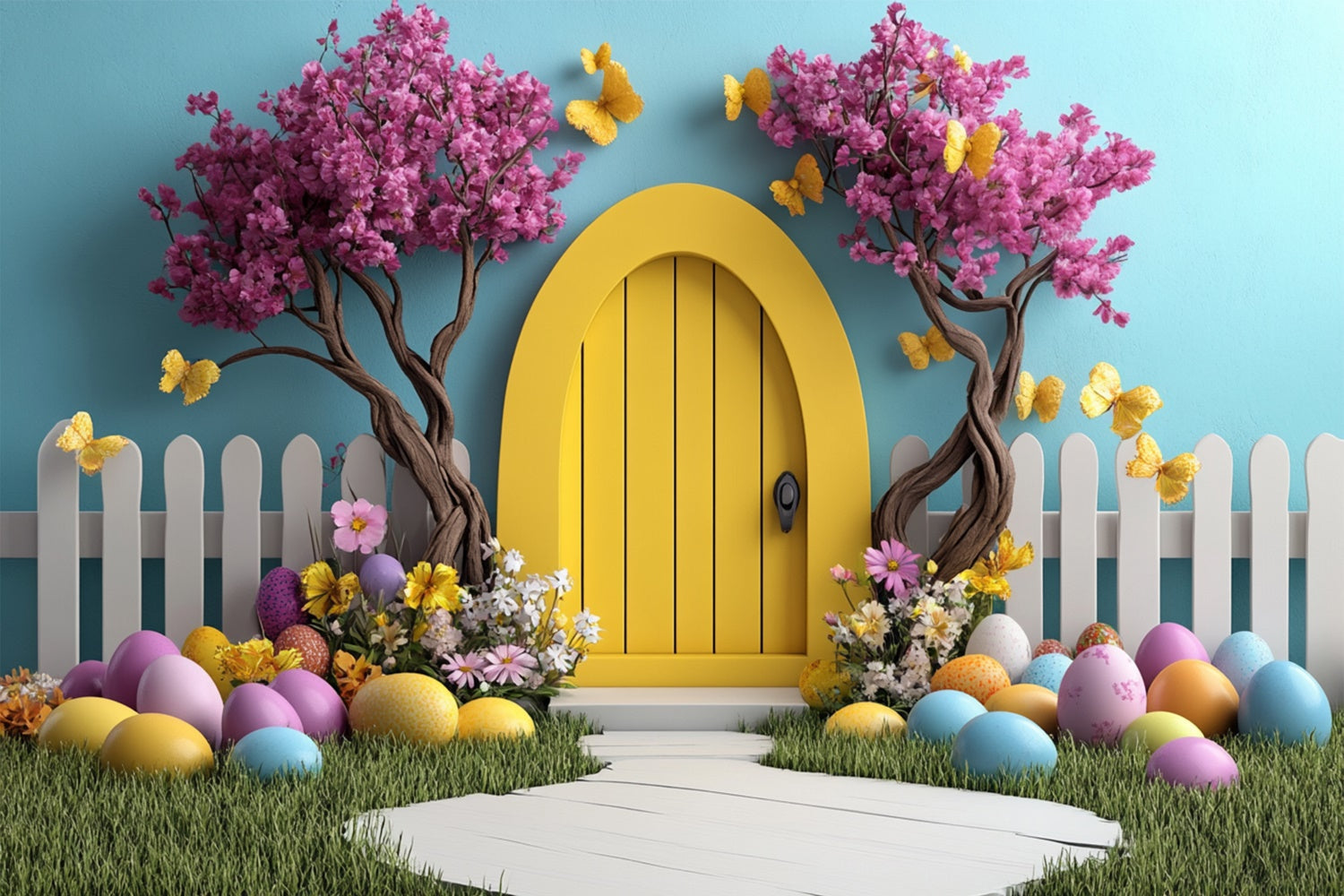 Ostern Backdrop Ideen Frühling Märchen Gelb Bogen Hintergrund CSH2-90