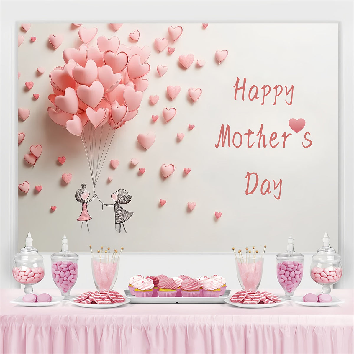 Muttertags-Hintergrundbild zum Anpassen von Herzluftballons mit Rosen CSH3-100