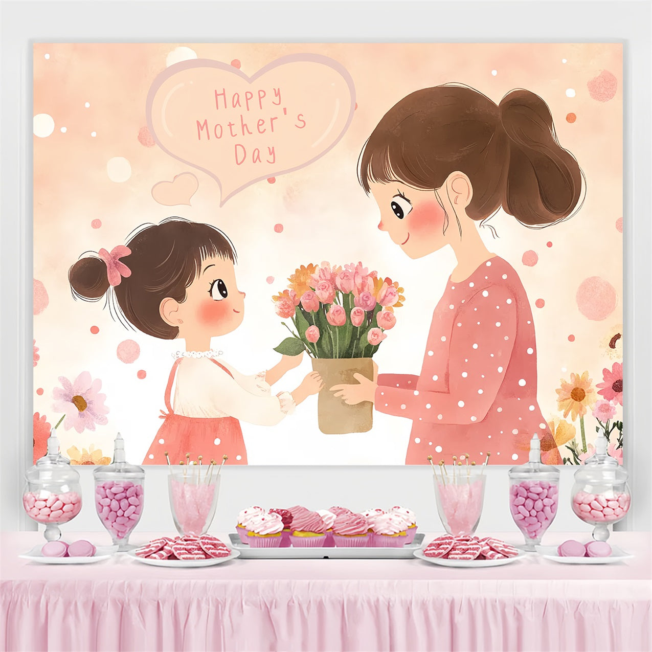 Muttertags-Hintergrundbild Personalisierbar Liebe Cartoon Niedlich CSH3-133