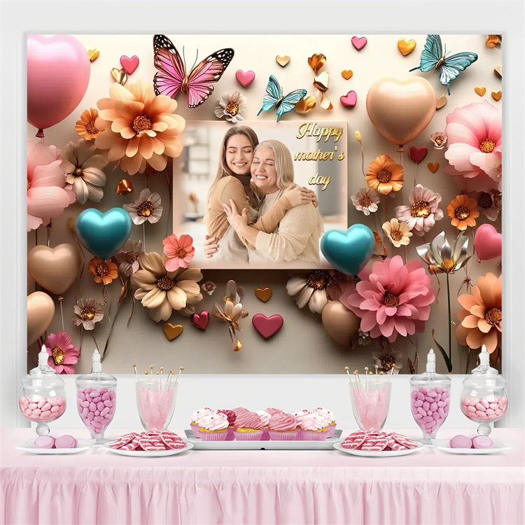 Muttertags-Hintergrundbild mit Schmetterlingen und Luftballons CSH3-139