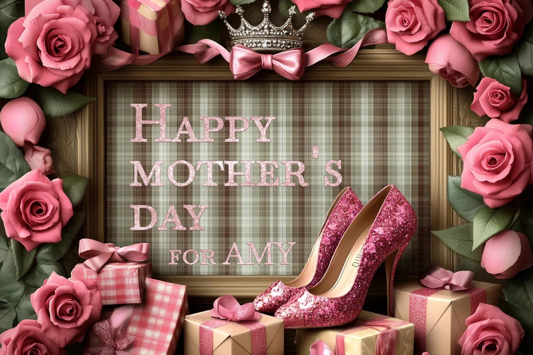 Muttertag Backdrop Ideen High Heels Rosen Personalisierte Backdrop CSH3-148