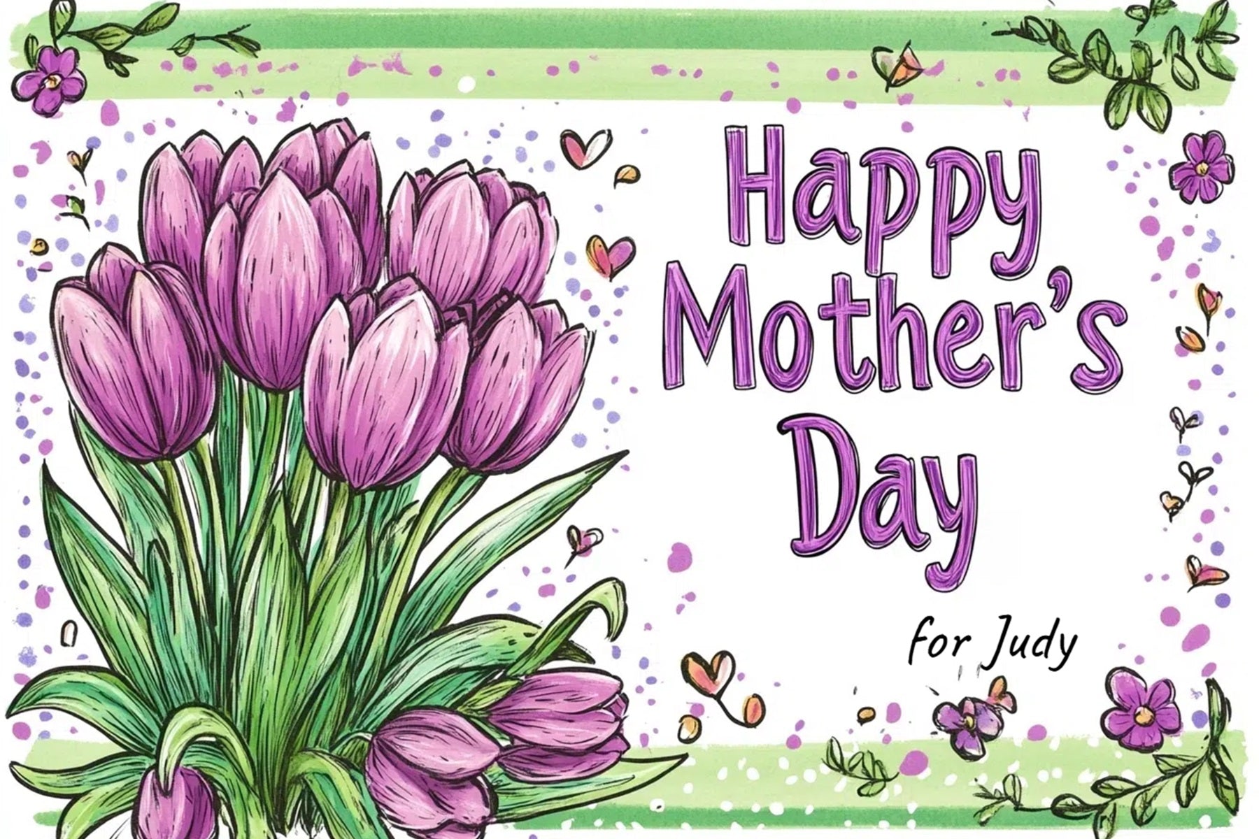 Hintergrundbild für Muttertag Handgemalte lila Tulpen Personalisierte Hintergrundbilder CSH3-150