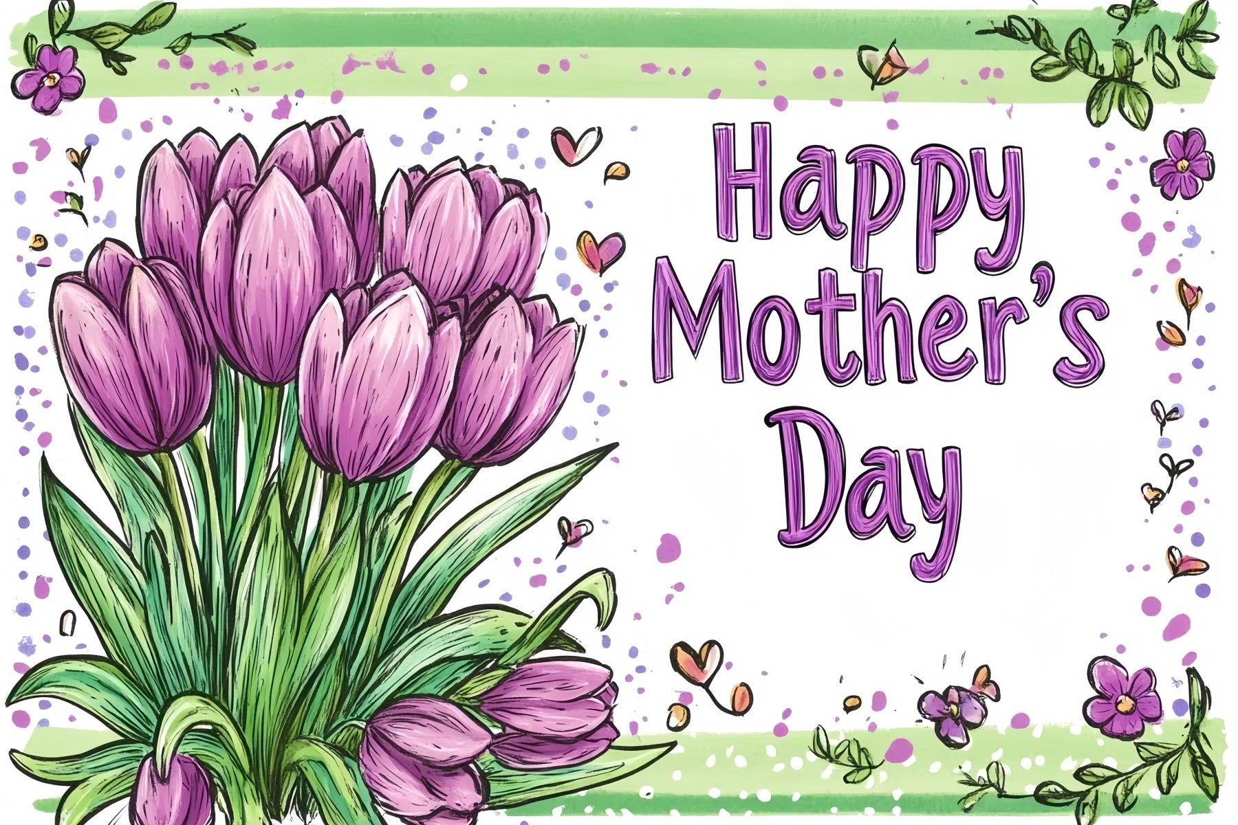 Hintergrundbild für Muttertag Handgemalte lila Tulpen Personalisierte Hintergrundbilder CSH3-150