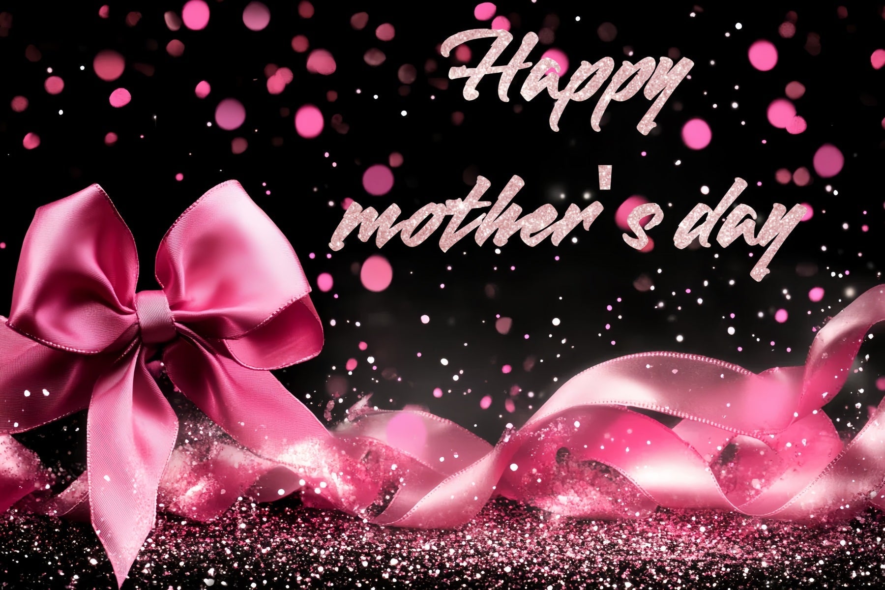 Happy Mothers Day Backdrop Glitter Rosa Schleife Personalisierte Backdrop CSH3-158