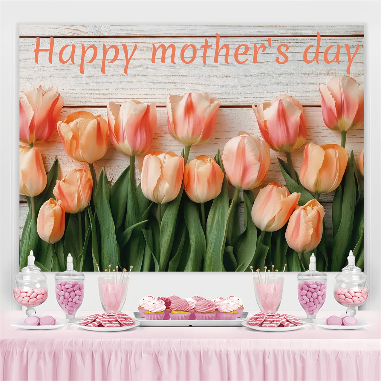 Muttertag Backdrop Holzbrett Tulpe Customized Backdrop CSH3-161