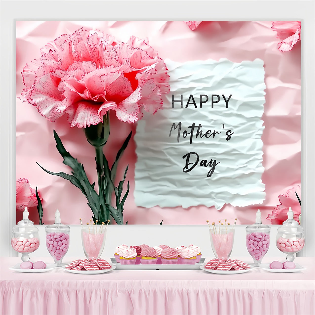 Muttertag Fotohintergrund Floral Zerknittertes Papier Personalisierter Fotohintergrund CSH3-163