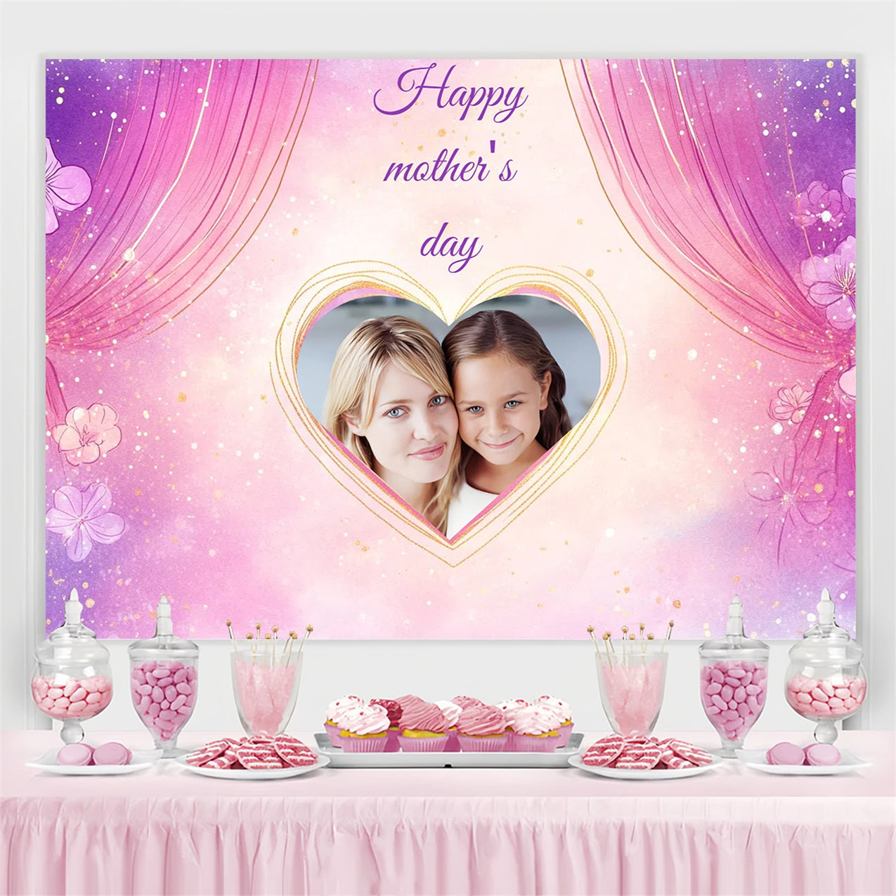 Backdrops für Muttertag Pastell Traum Herz Personalisierte Backdrop CSH3-197