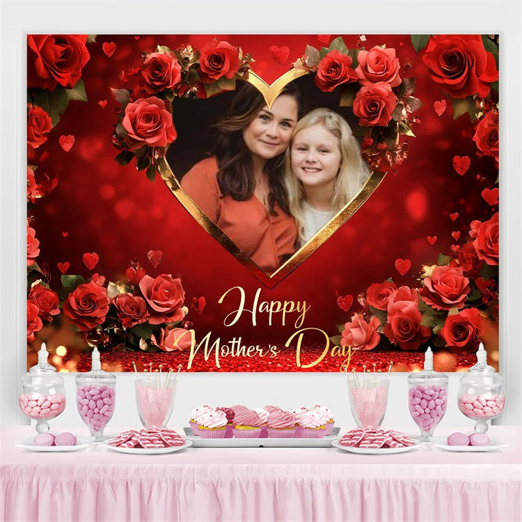 Backdrops für Muttertag Rote Rose Herz Custom Backdrop CSH3-210