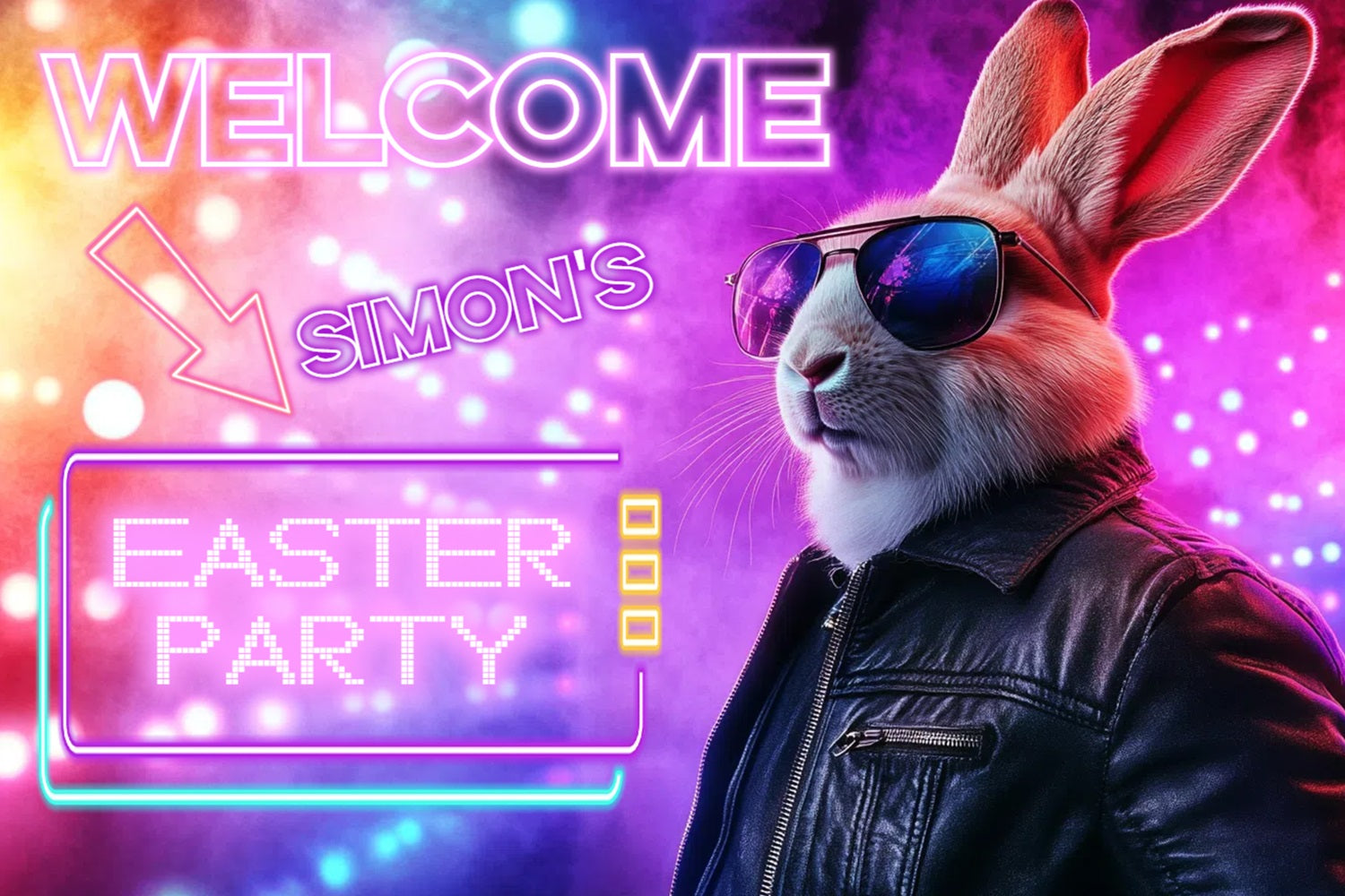 Ostern Fotohintergrund Neon Bunny Party Personalisierte Kulisse CSH3-230