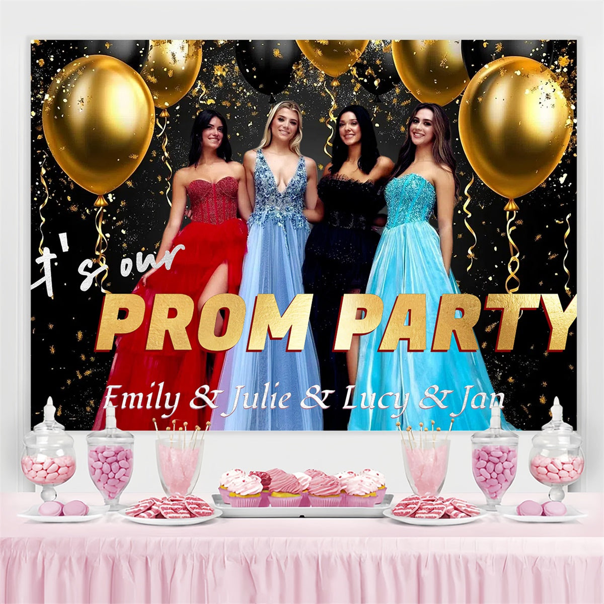 Prom Foto Hintergrund Golden Konfetti Prom Graduation Party benutzerdefinierte Backdrop CSH3-260