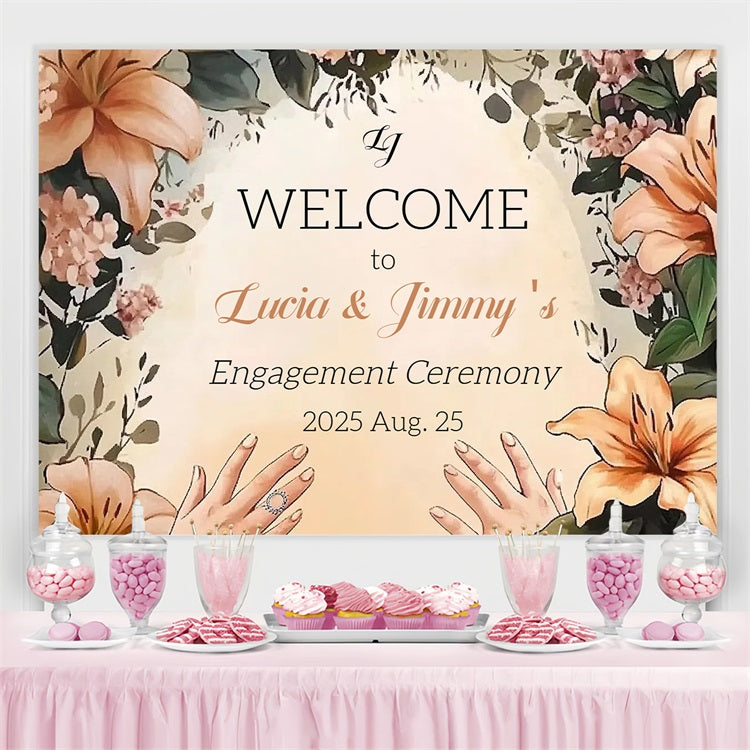 Hochzeit Zeremonie Backdrop Floral Engagement Personalisierte Backdrop CSH3-288