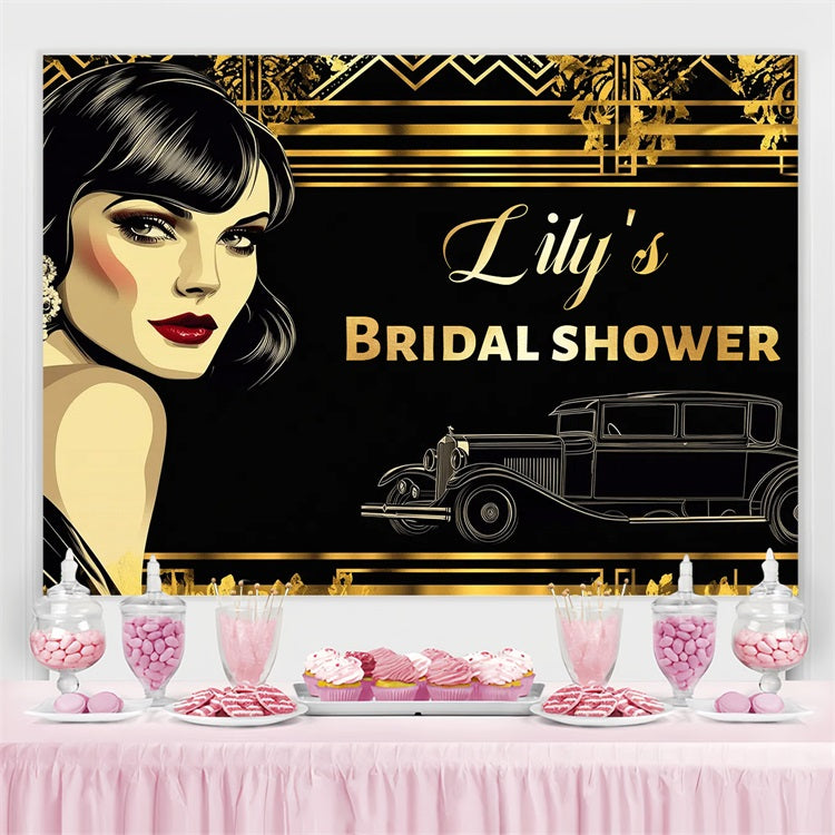 Hintergrund für Bridal Shower Fotos Gold Frame Customized Hintergrund CSH3-308