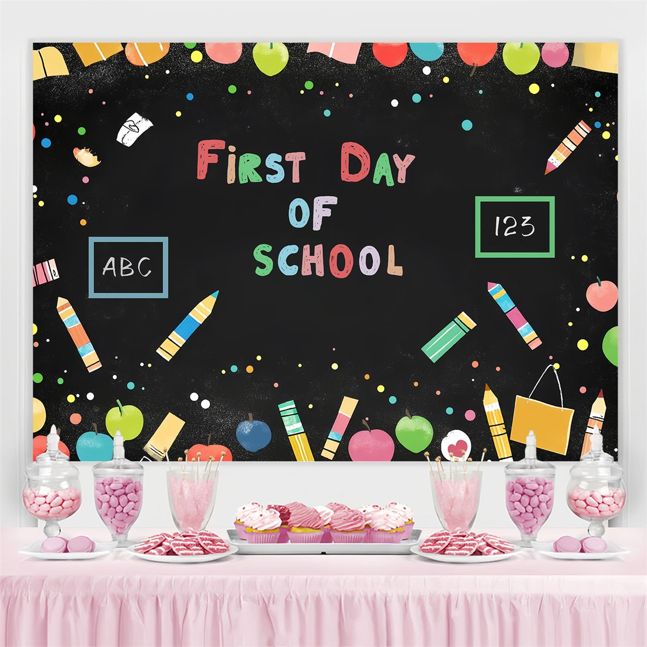 Back To School Backdrop Ideen Fun Blackboard Dekoration Backdrop CSH3-42