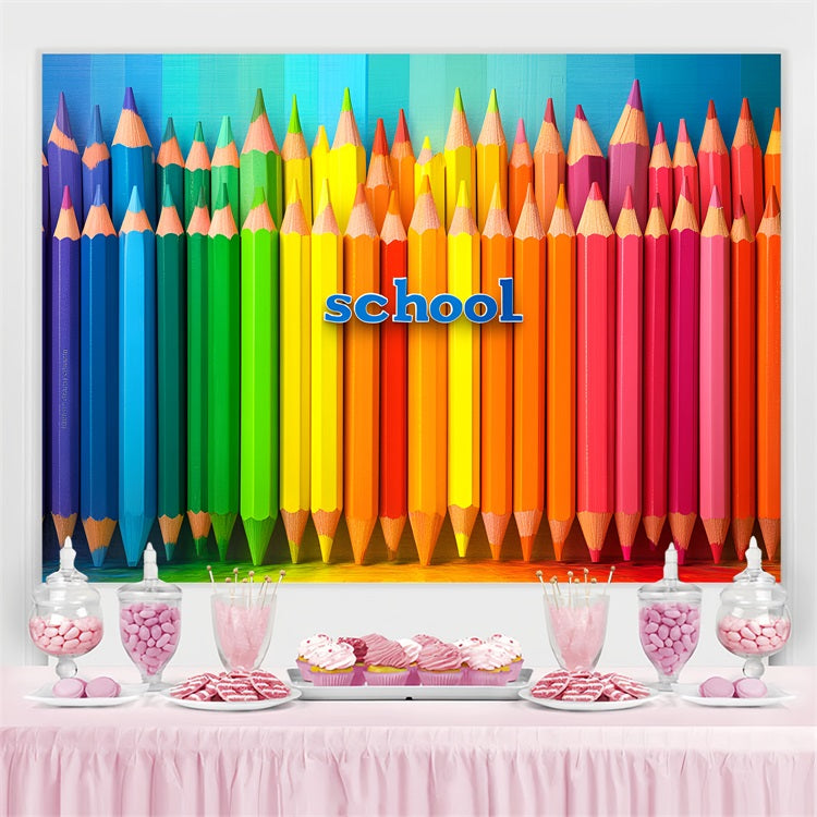 Back To School Bild Hintergrund Regenbogen Farbe Bleistift Hintergrund CSH3-43