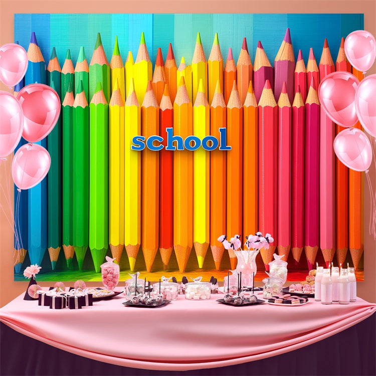 Back To School Bild Hintergrund Regenbogen Farbe Bleistift Hintergrund CSH3-43