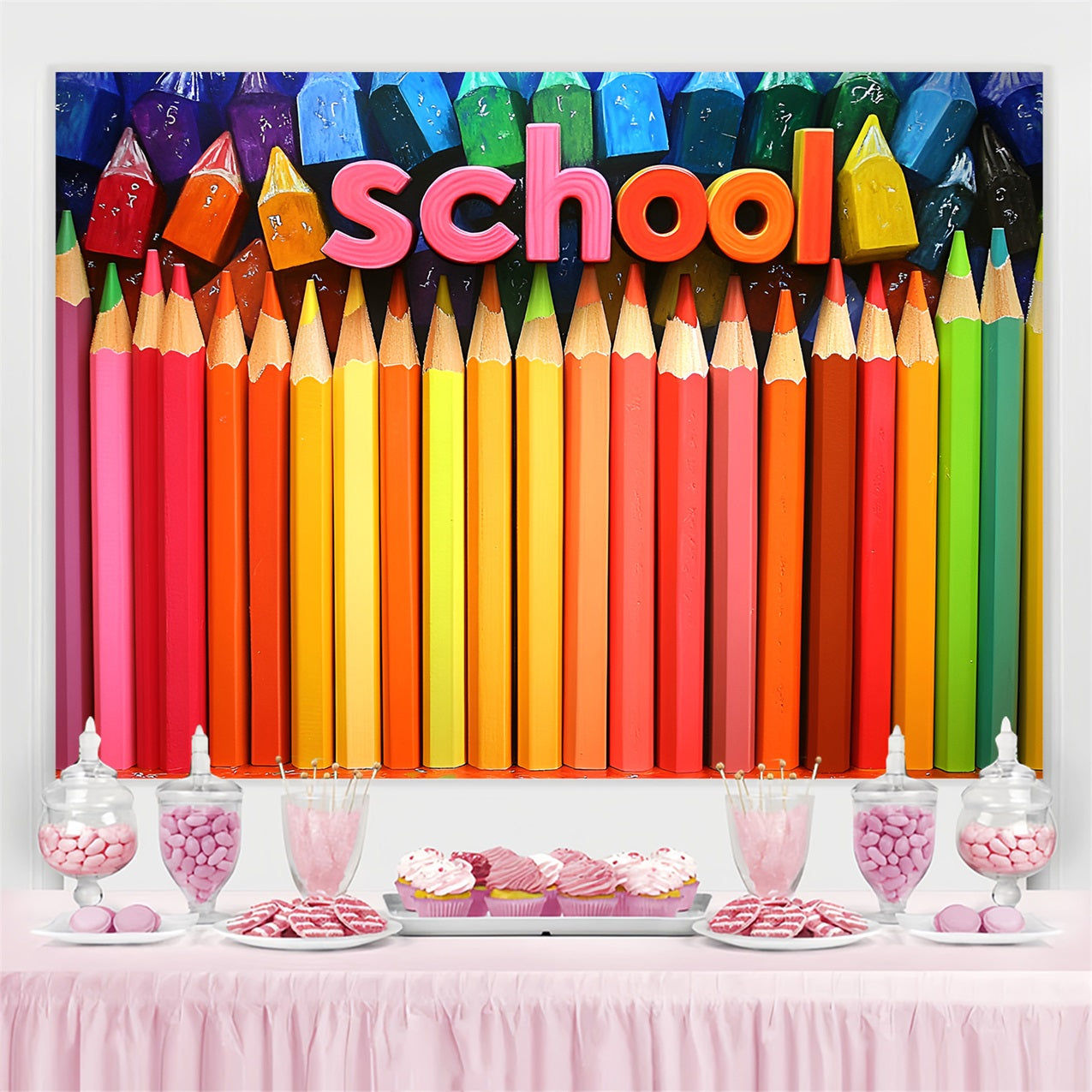 Backdrop für Back To School Kunst Schule Bleistift Thema Hintergrund CSH3-44