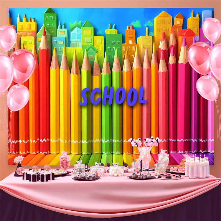 Back To School Fotokulisse Urban Art Bunte Bleistift Hintergrund CSH3-45