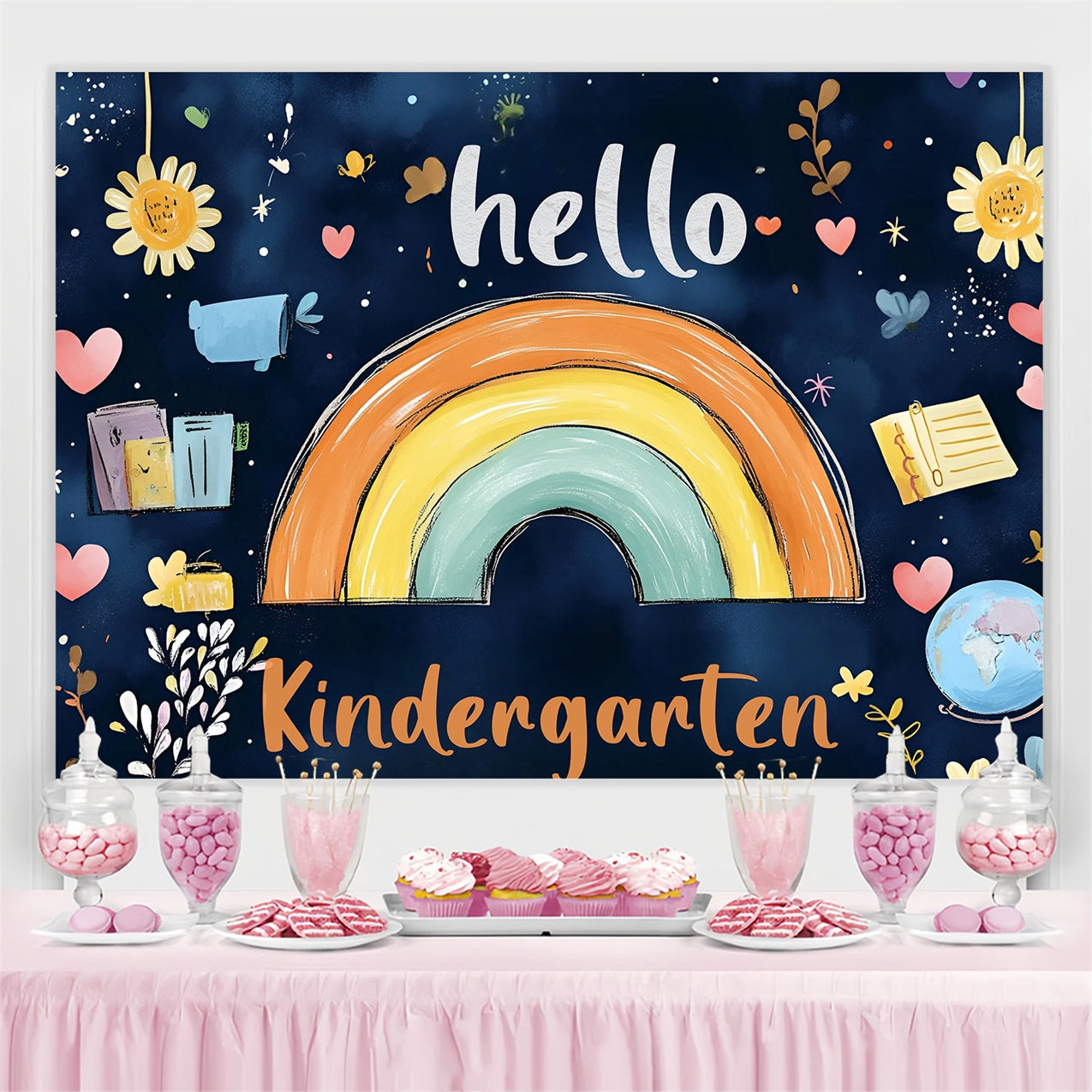 Back To School Fotokulisse Dreamy Regenbogen Vorschule Hintergrund CSH3-53