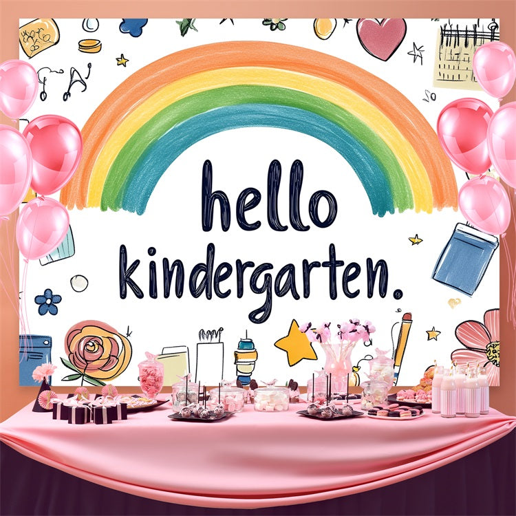 Back To School Backdrop Verspielte Aquarell Kindergarten Backdrop CSH3-54