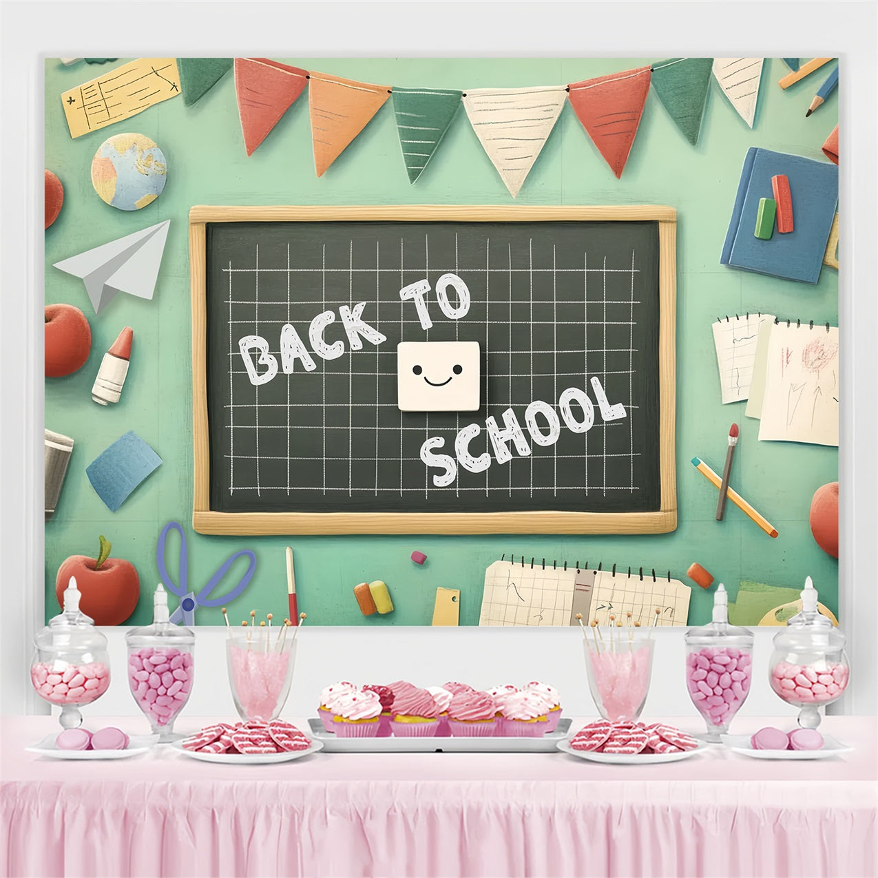 Back To School Backdrop Ideen Kreidetafel Klassenzimmer Dekor Hintergrund CSH3-56