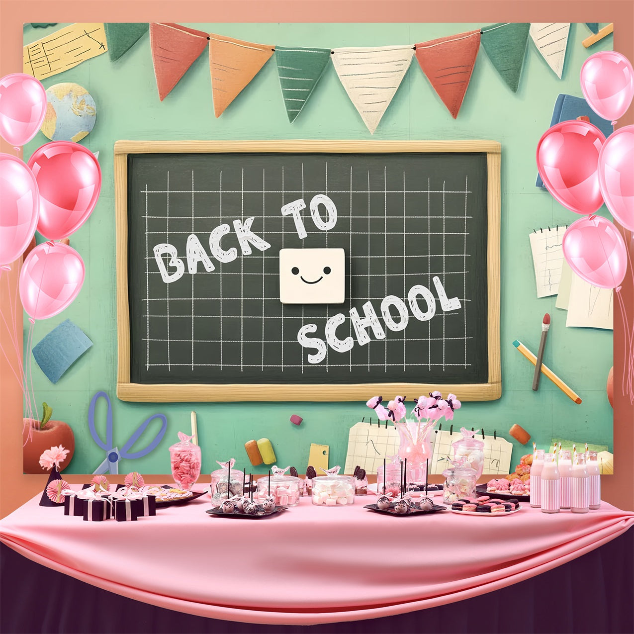 Back To School Backdrop Ideen Kreidetafel Klassenzimmer Dekor Hintergrund CSH3-56