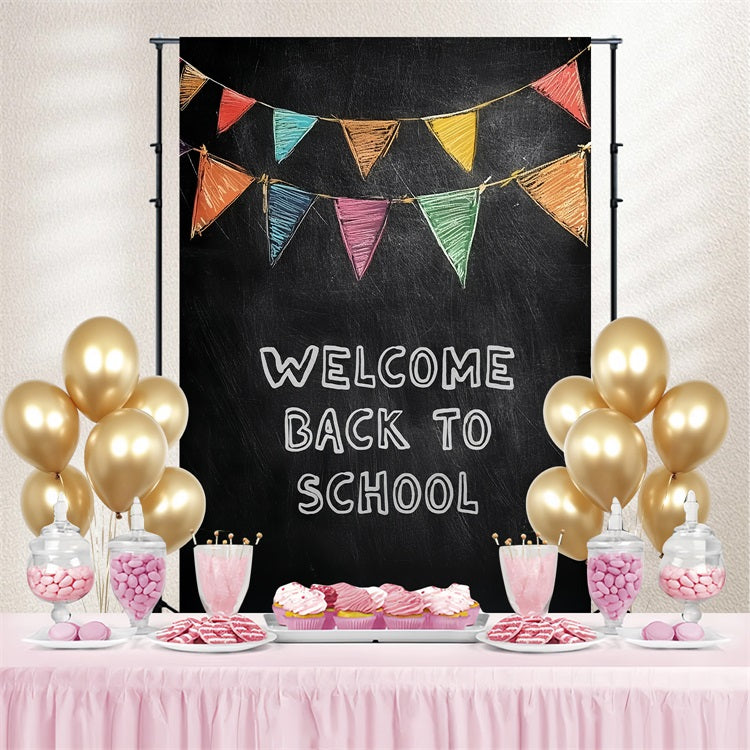 Back To School Fotohintergrund Klassische Kreidetafel Willkommen Hintergrund CSH3-61
