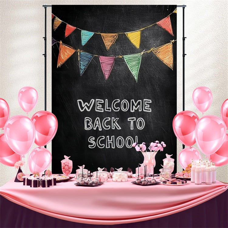 Back To School Fotohintergrund Klassische Kreidetafel Willkommen Hintergrund CSH3-61