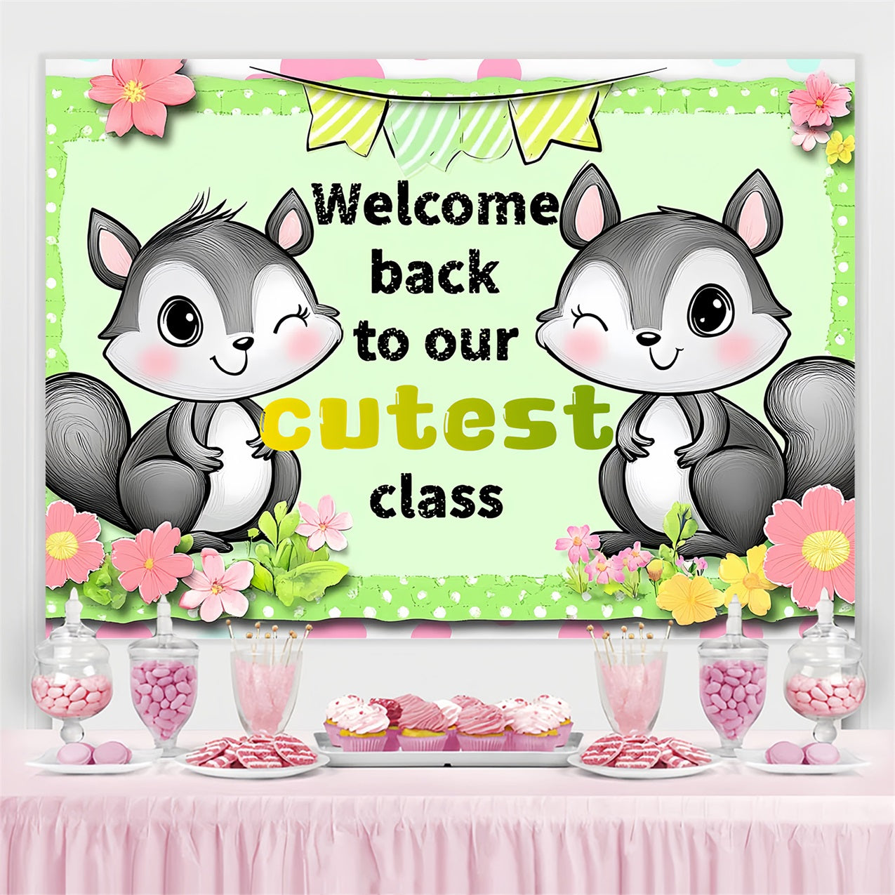 Backdrop für Back To School Adorable Eichhörnchen Willkommen Backdrop CSH3-83