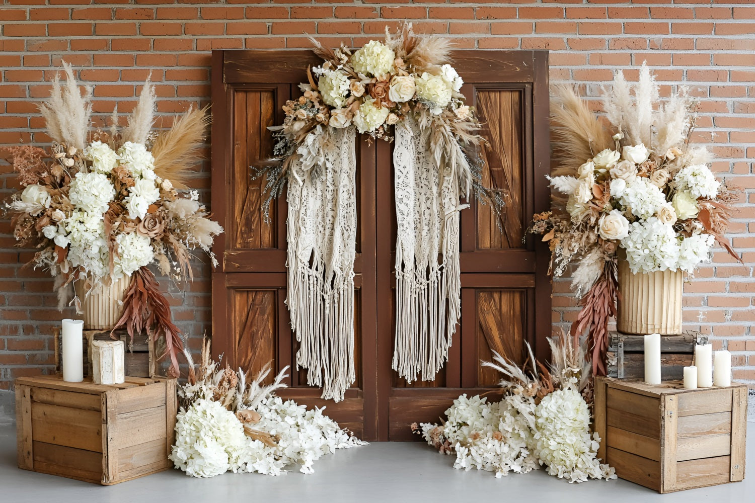 Boho Fotografie Backdrop Holztür Floral Akzent Hintergrund CSH4-143