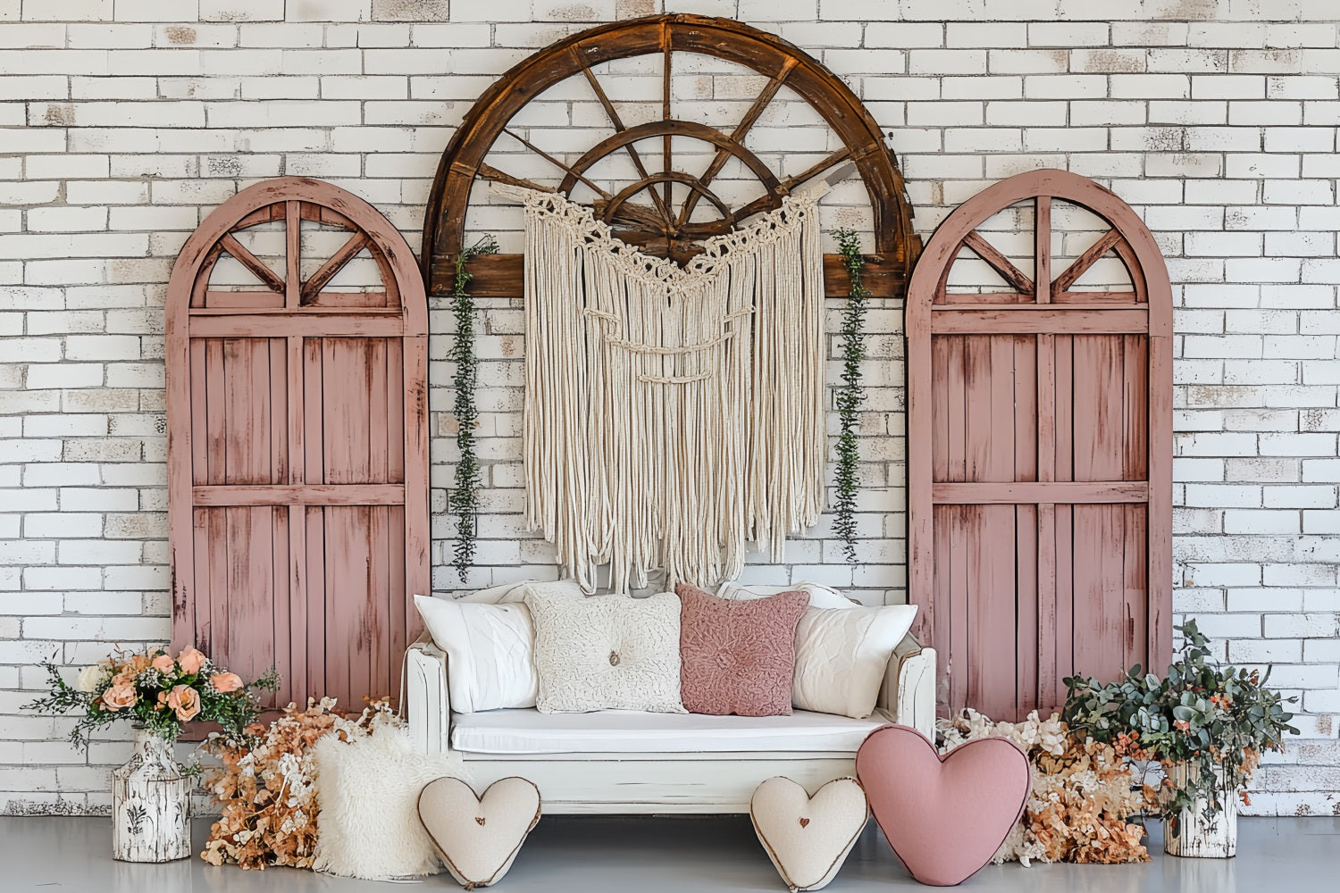 Boho Fotografie Backdrop Bogen Fenster Sofa Liebe Backdrop CSH4-148