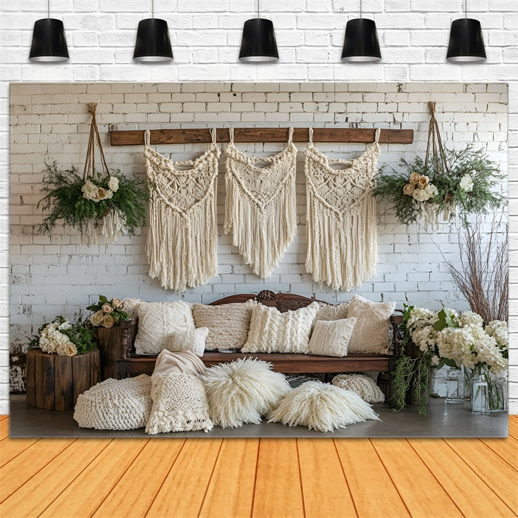 Boho Backdrop Ideen Makramee Blume hängend Hintergrund CSH4-152