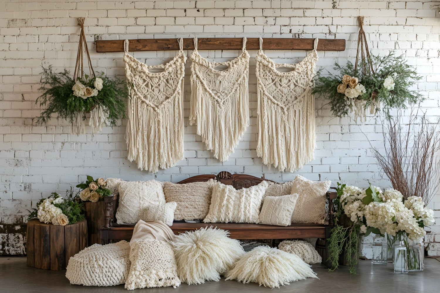 Boho Backdrop Ideen Makramee Blume hängend Hintergrund CSH4-152