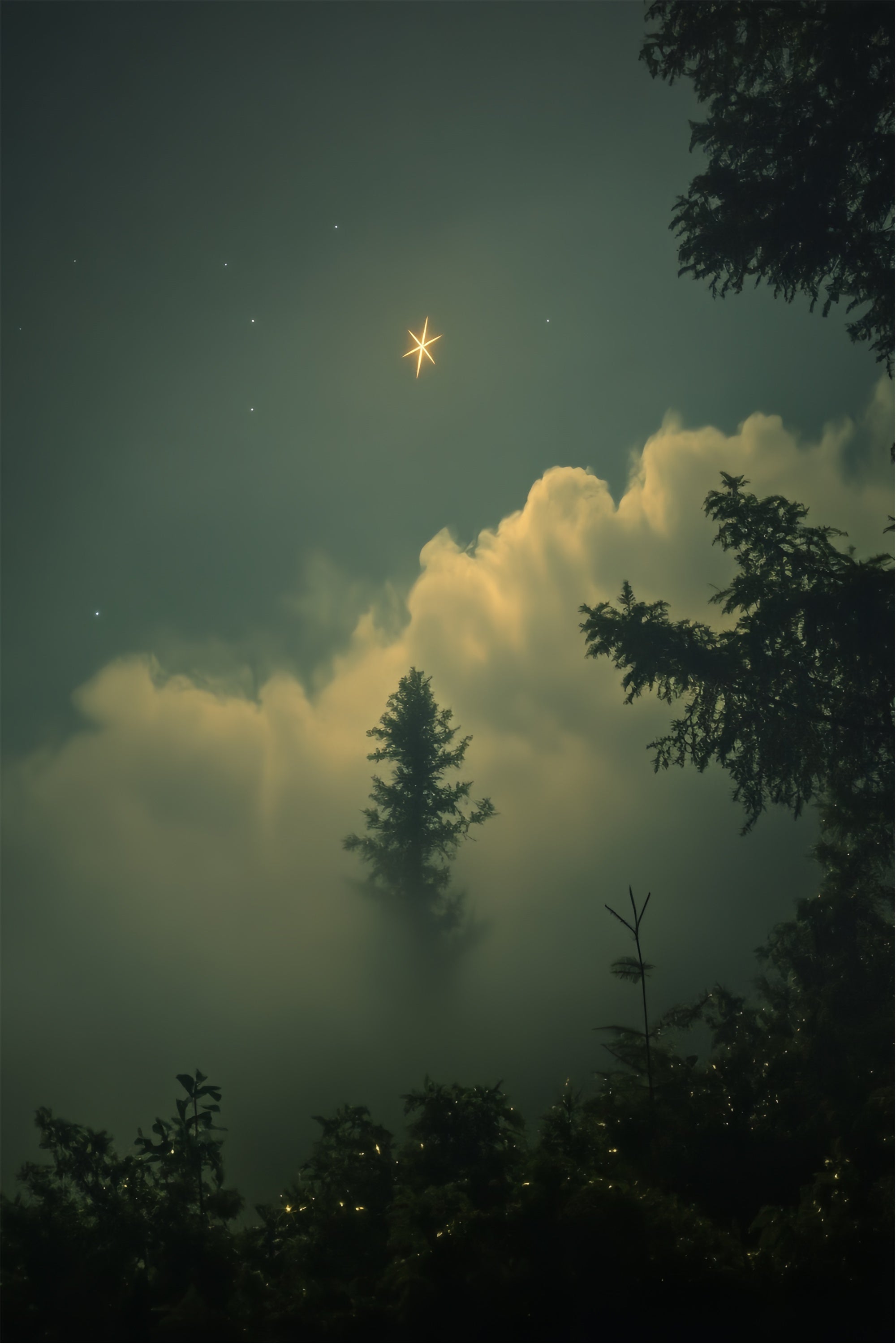 Porträtstudio-Hintergrundkulissen Verträumter Sternenschein Wald-Hintergrund CSH4-193